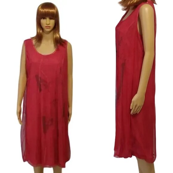 Fred Sabatier Dress Raspberry Red Flowing Shift Size 14 NWT - Picture 1 of 9
